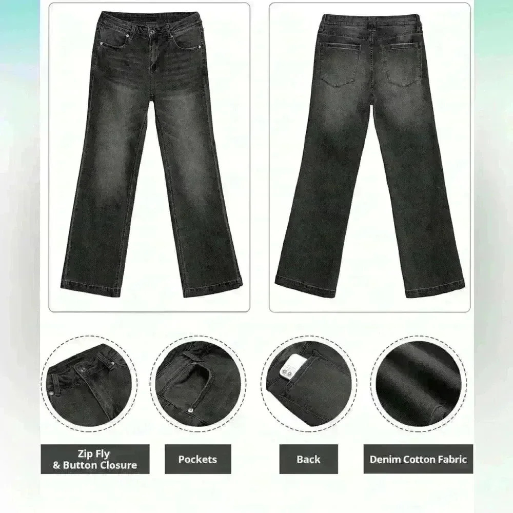 Black high waisted faded wash bootcut jeans size XS - Picture 2 of 12